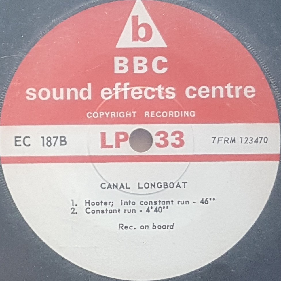 EC 187B Canal longboat (Rec. on board) Not registered from the BBC records and Tapes library Label